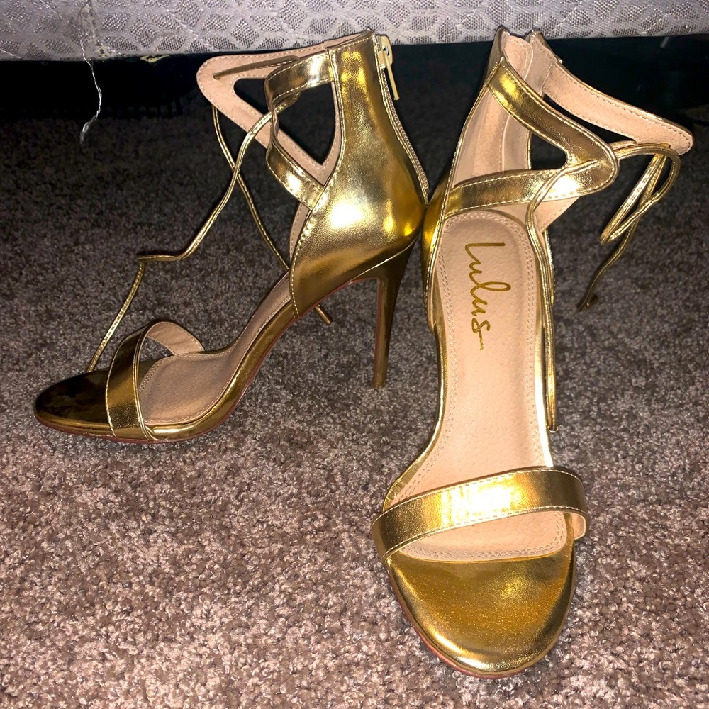 Lulu’s Gold Strappy Heels